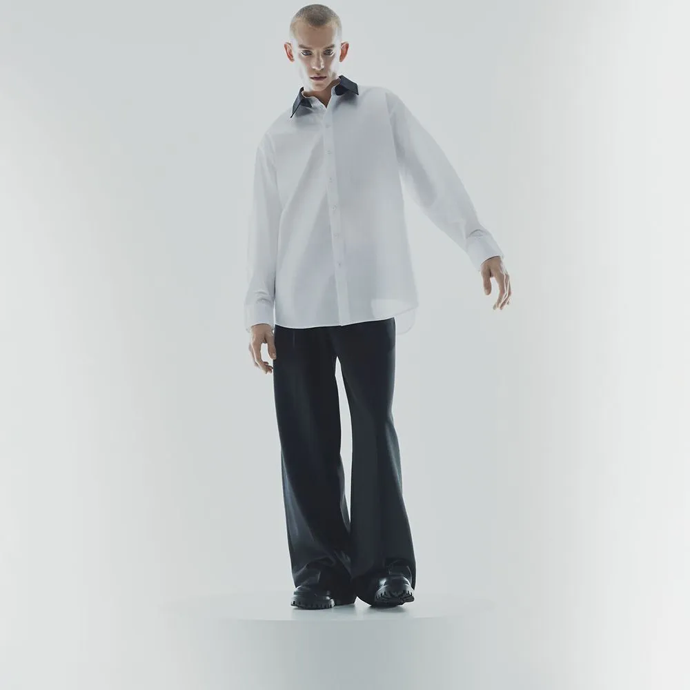 KARL LAGERFELD CARA LOVES KARL DETACHABLE COLLAR SHIRT WHITE/BLACK