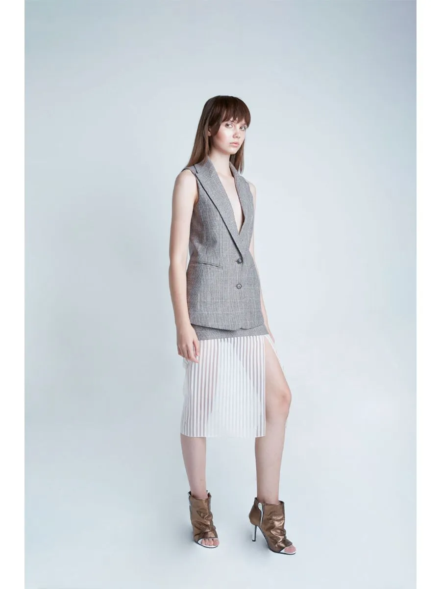 SENADA WOMEN PEAK LAPEL WOOL BEIGE VEST