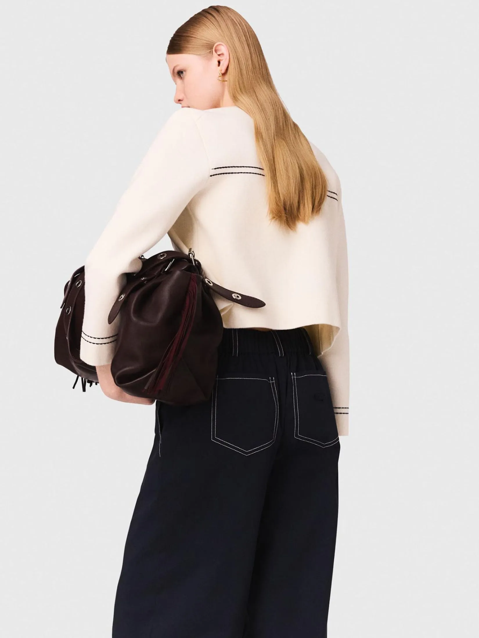 MAJE Women Cardigan Topstitched Cropped