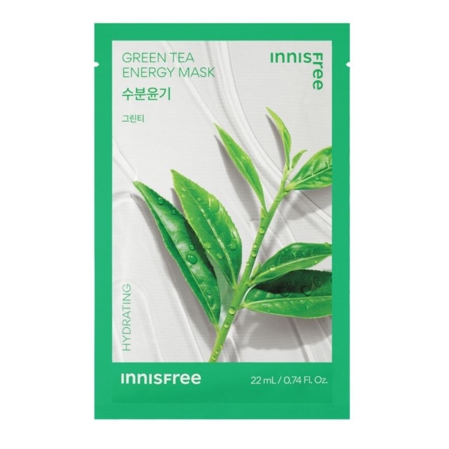 Innisfree Green Tee Energy Mask 1'S มาส์กหน้าผิวชุ่มชื้น ผิวเงางาม อิ่มน้ำ