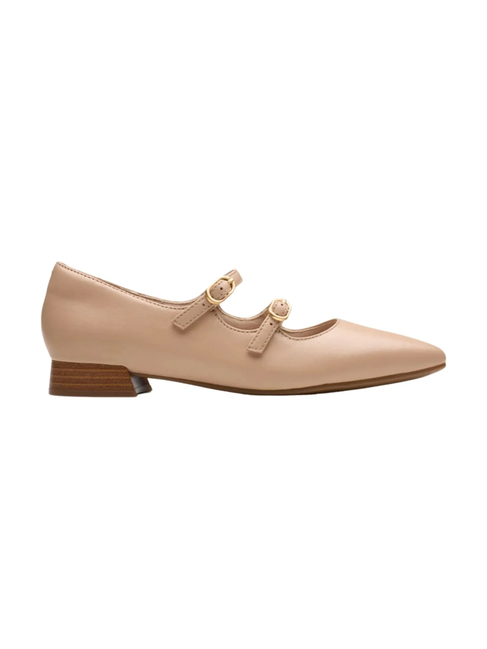 CLARKS NATALYN LANE Beige Leather Women's Mary Jane Shoes