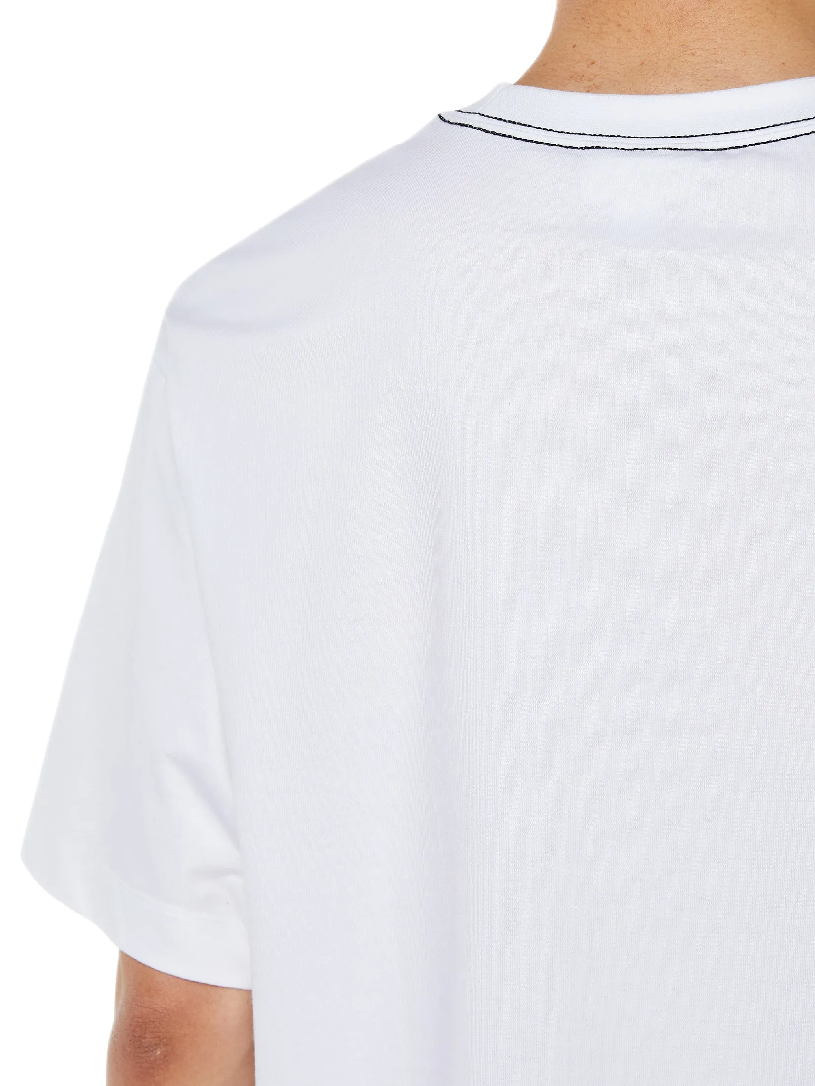 CALVIN KLEIN Men s Relaxed Fit Topstitch Patch Logo Short Sleeve T-Shirt White