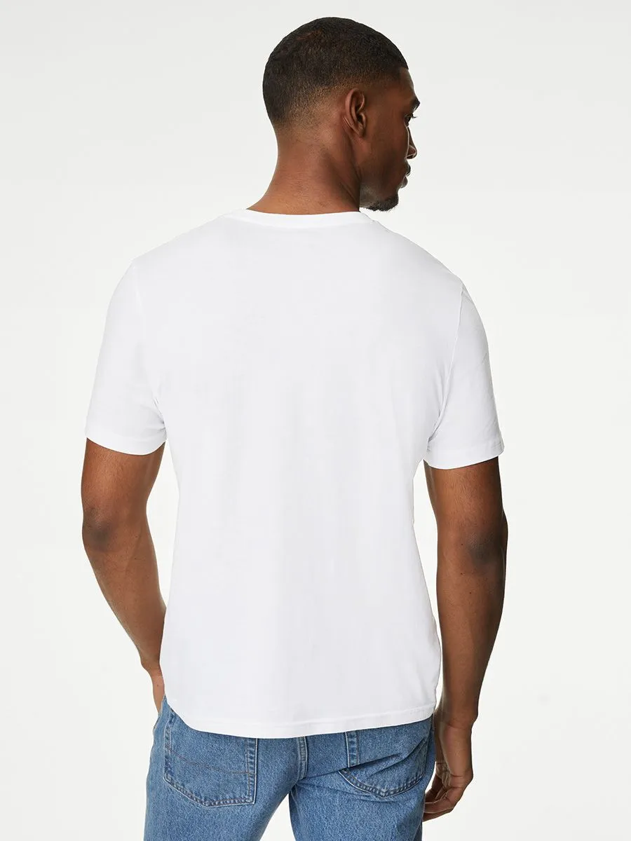 MARKS & SPENCER Men T-Shirt Short Sleeves Regular Fit Pure Cotton Crew Neck
