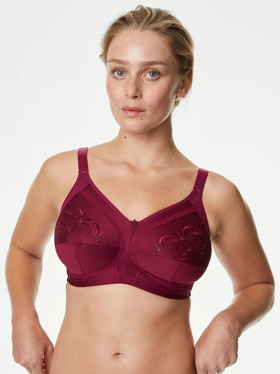 MARKS & SPENCER Women Bra Total Support Embroidered Full Cup Red