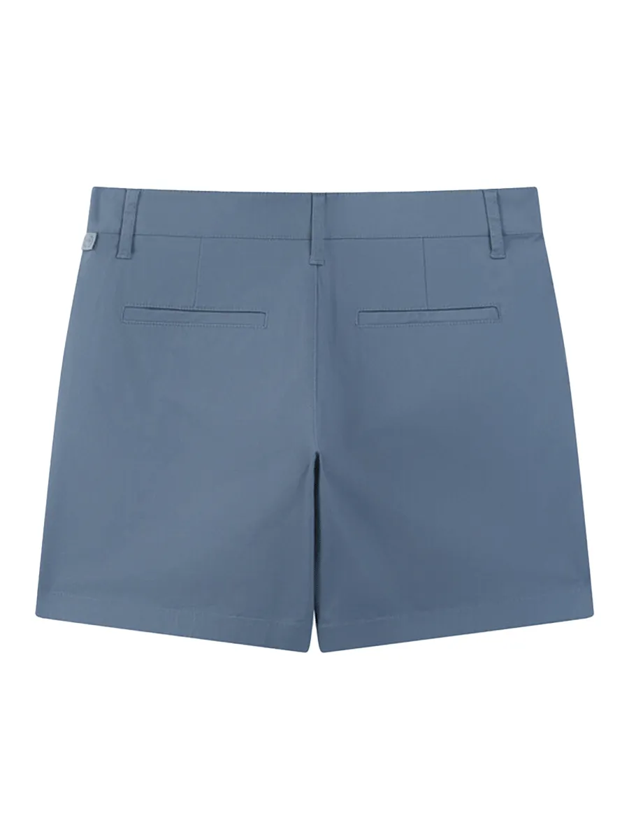 GIORDANO Women's Twill Mid-Rise Slim Fit Pocket Shorts (180 Elastic Waistband) Canyon Blue