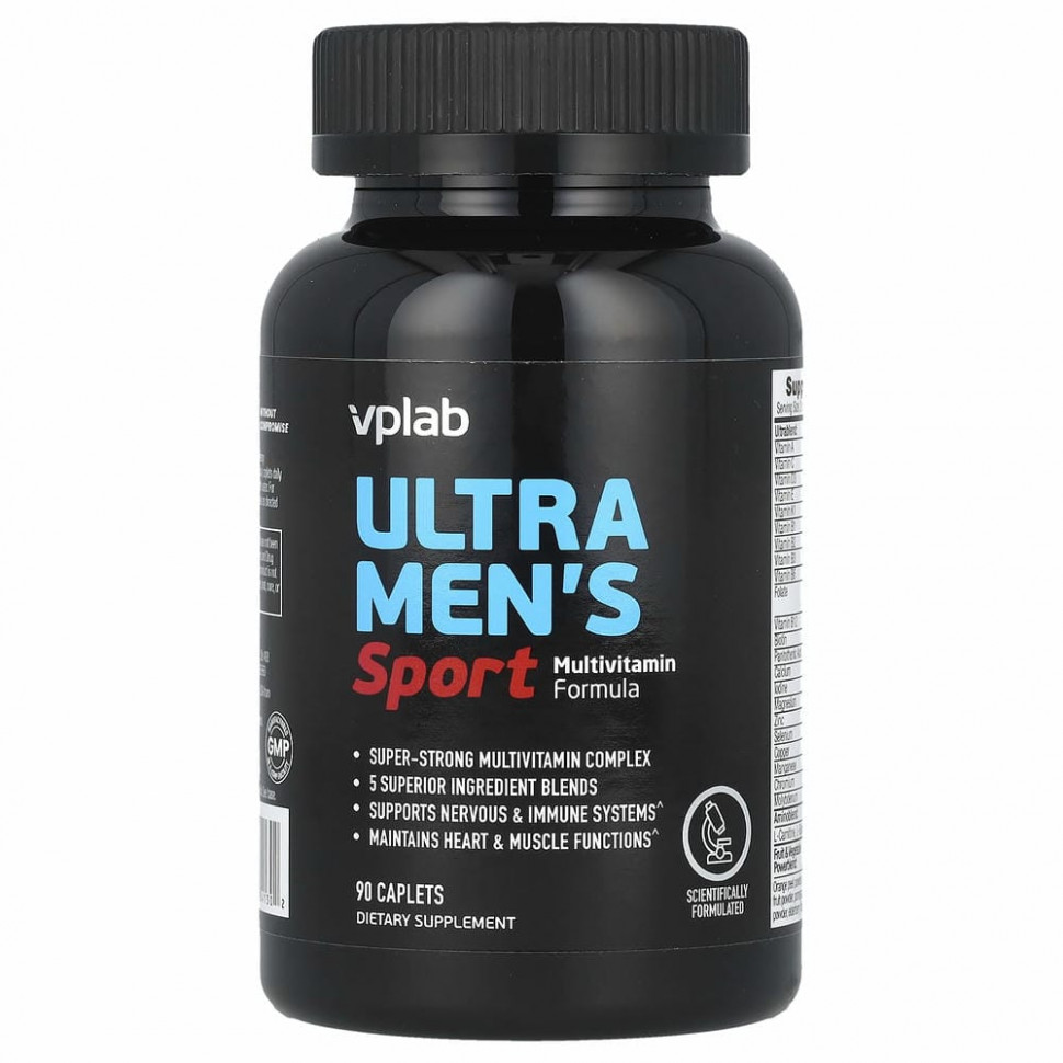 Vplab, Ultra Men’s, мультивитамины для мужчин для физической активности, 90 капсул