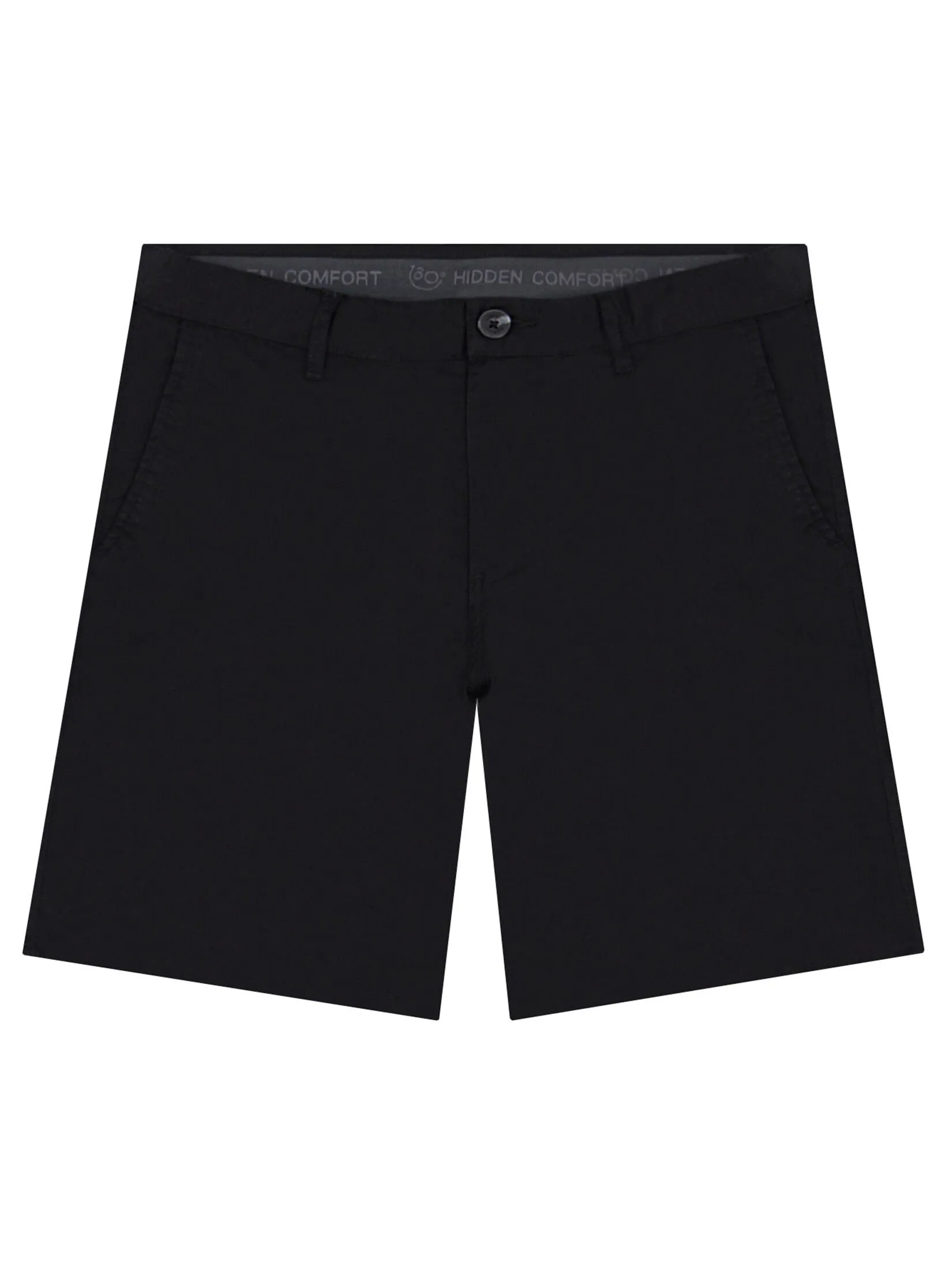 GIORDANO Men's Twill Slim Hidden Comfort Shorts (180° Waistband) Signature black