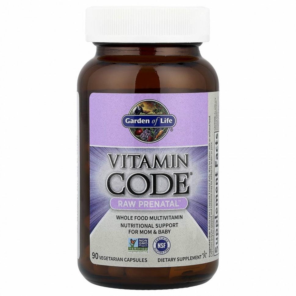 Garden of Life, Vitamin Code, RAW Prenatal, 90 вегетарианских капсул