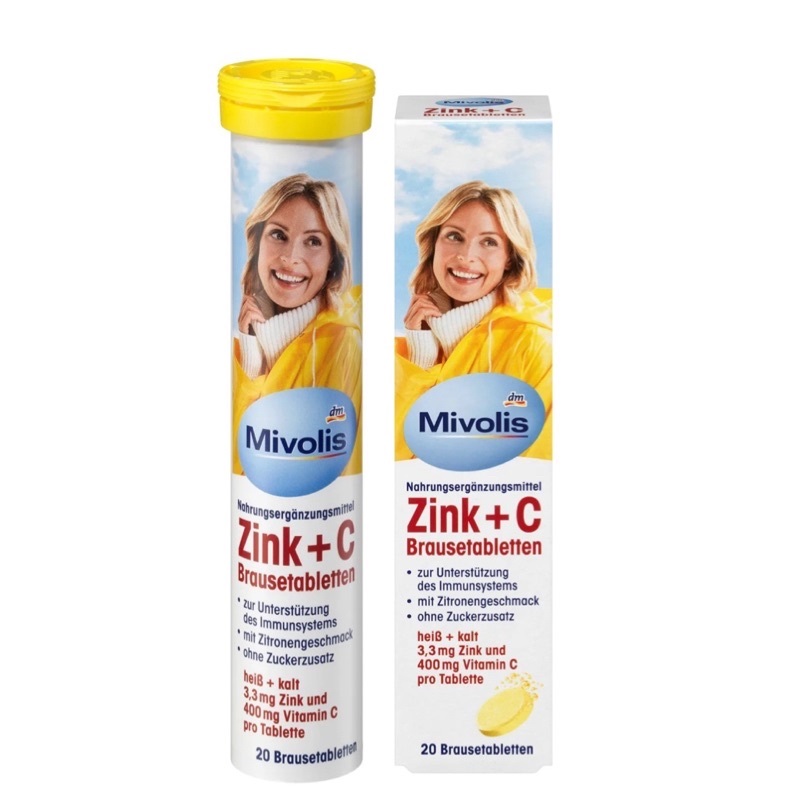 Цинк + витамин C для поддержки иммунной системы Mivolis 20 шт