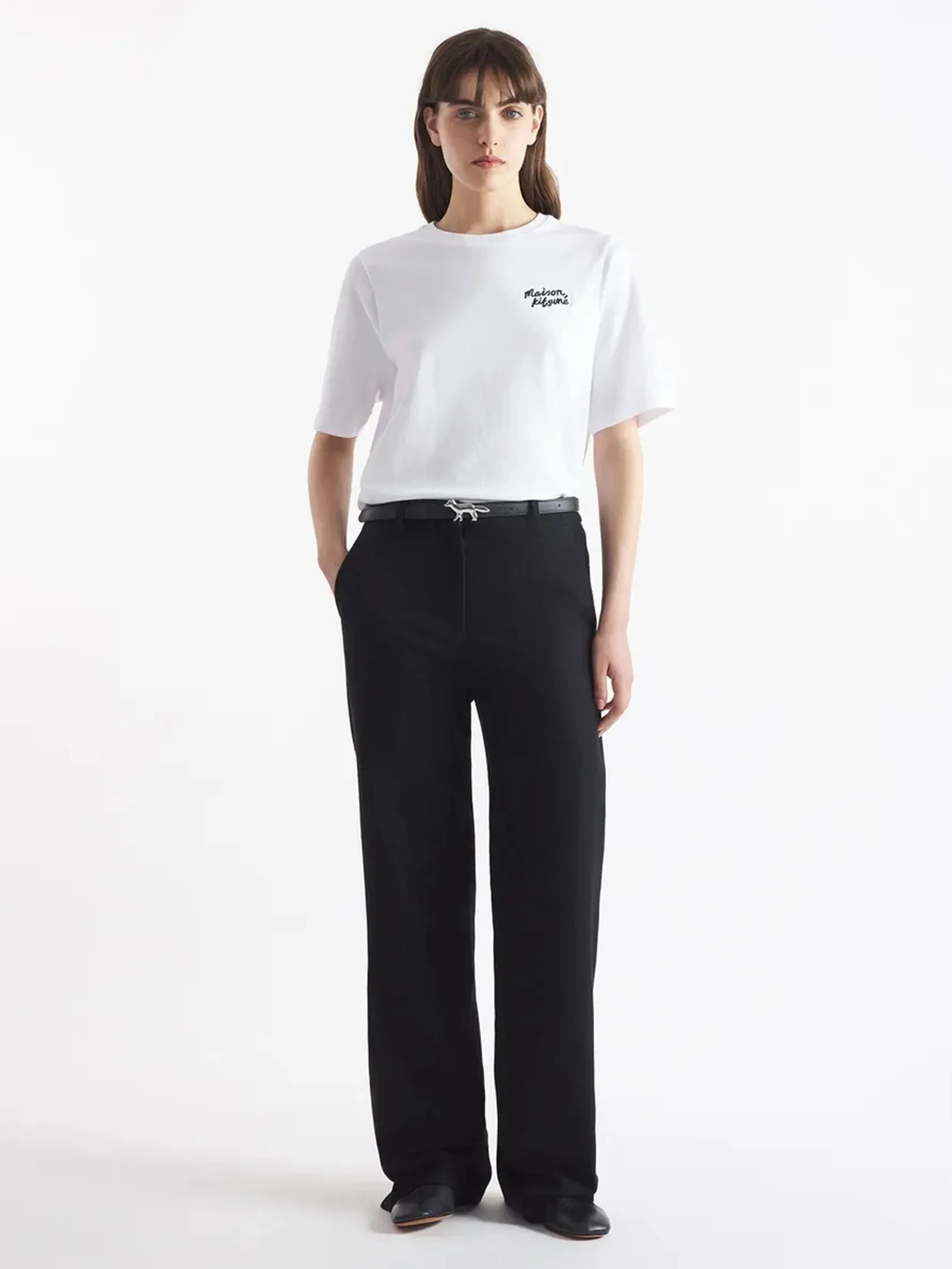 MAISON KITSUNÉ Women T-Shirt Maison Kitsune Handwriting Embroidered Comfort