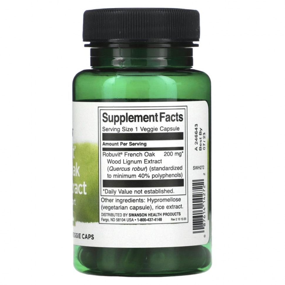 Swanson, Экстракт древесины французского дуба Robuvit, 200 мг, 30 вегетарианских капсул