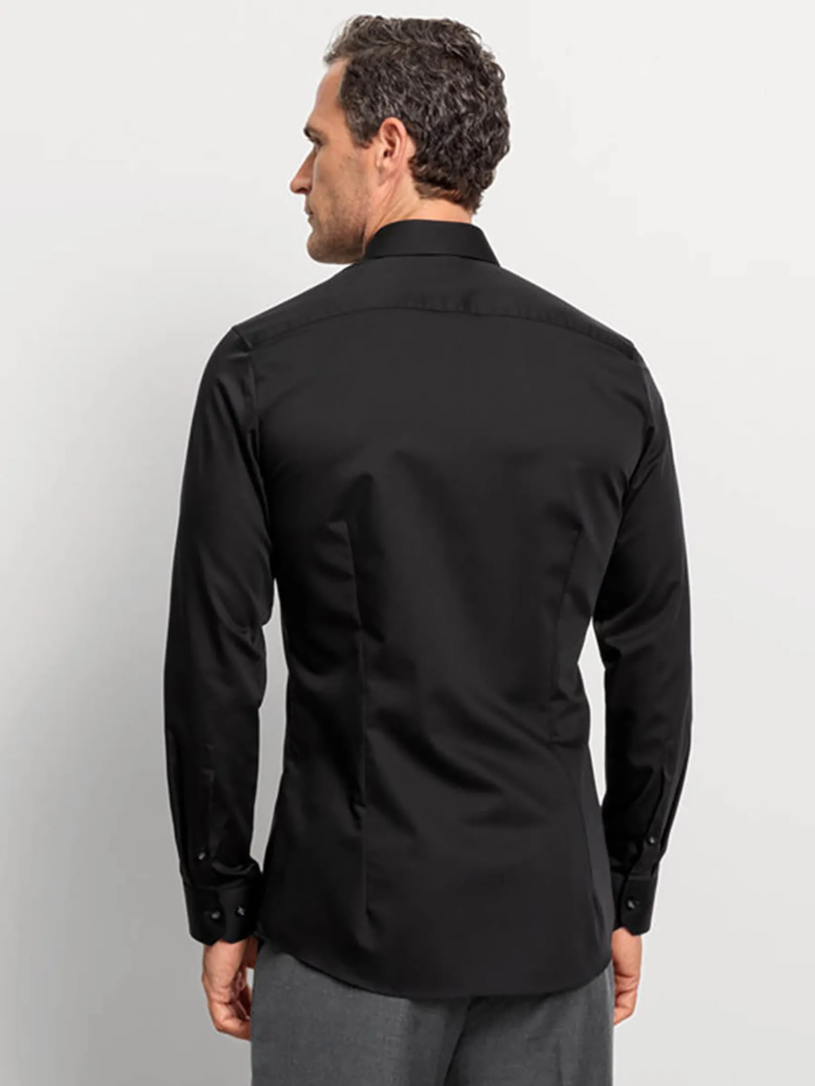 OLYMP MEN SHIRT LONG SLEEVES BUSINESS SHIRT SUPER SLIM FIT BLACK