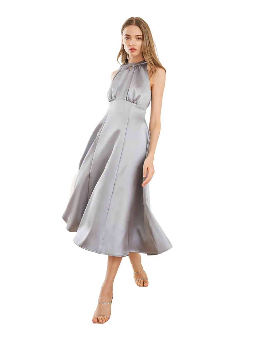 ROSE THE LABEL Bryony Satin Dress Grey