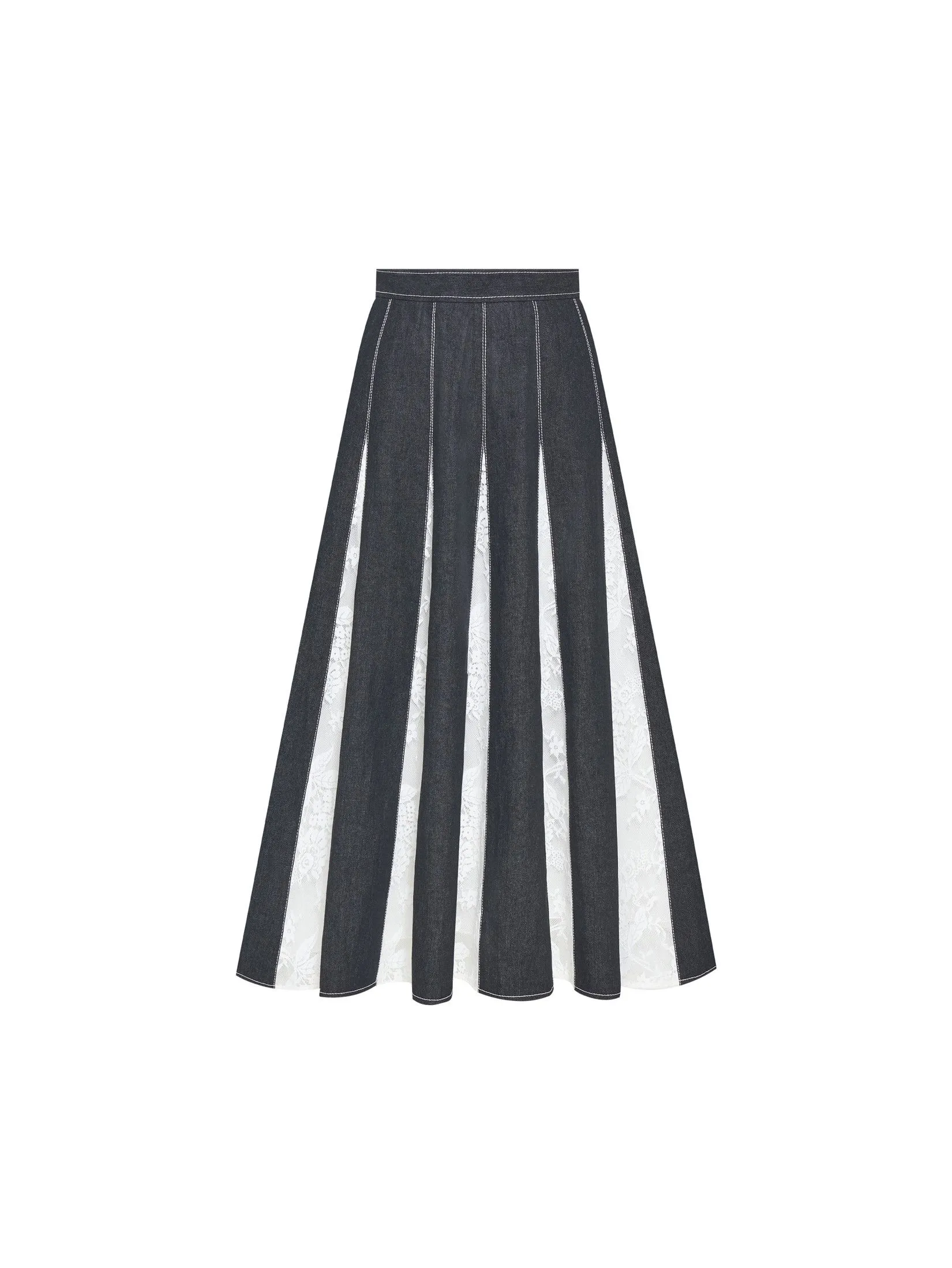 ASAVA (SS25)Hayden Denim Lace Women Skirt Black