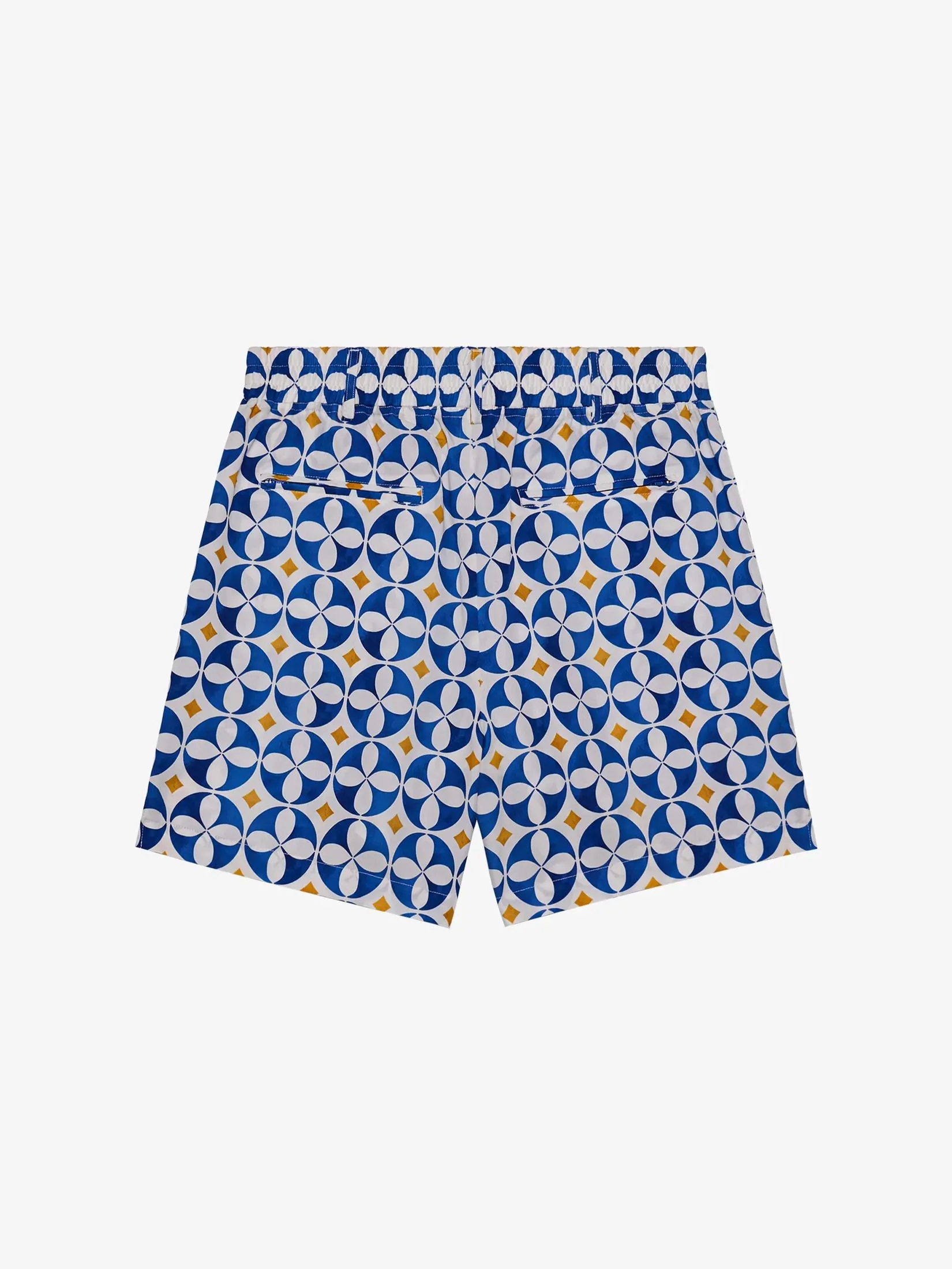 MALBON GOLF RIVIERA SCOOTER SHORT IN WHITE/BLUE/GOLD