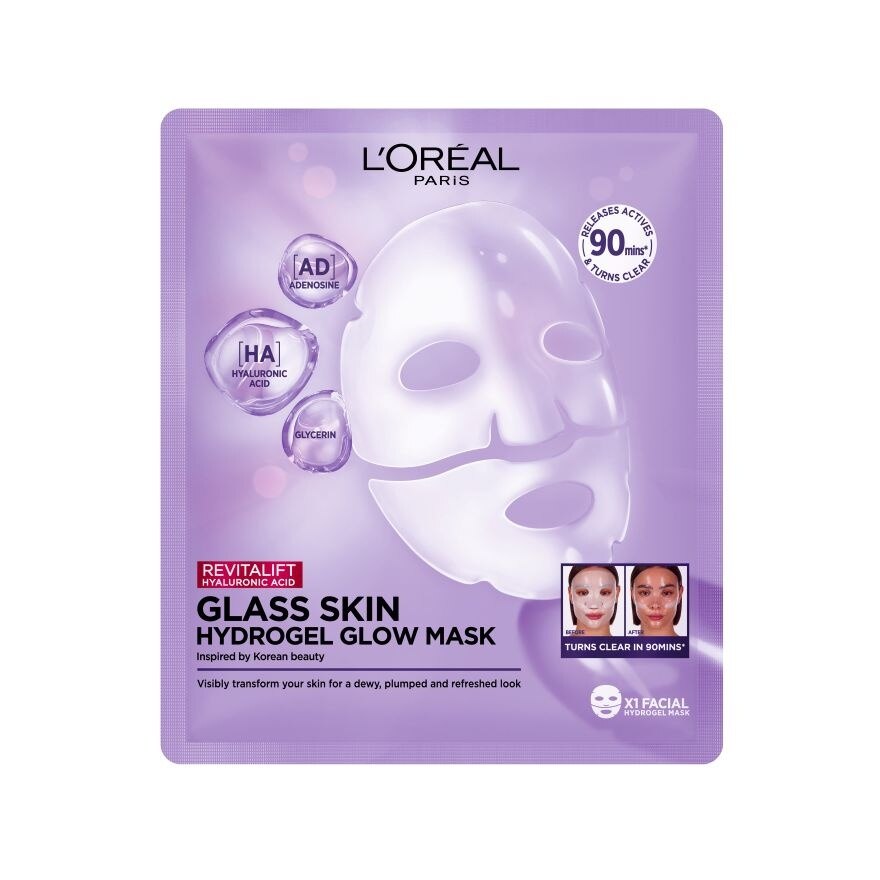 L'Oreal Paris Revitalift Hyaluronic Acid Glass Skin Hydrogel Glow Mask 1'S