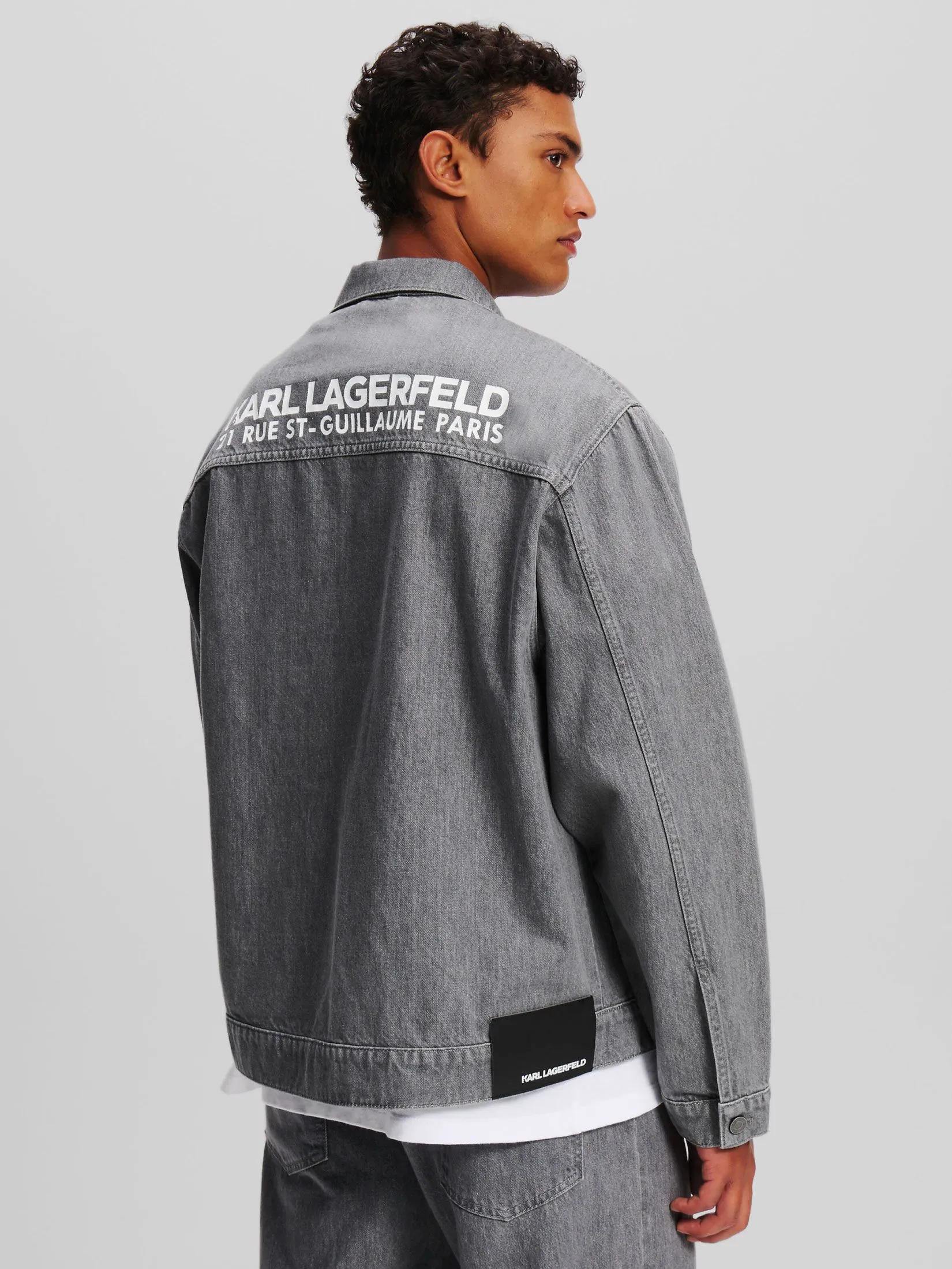KARL LAGERFELD RSG WASHED DENIM JACKET WASHED WET WEATHER GREY
