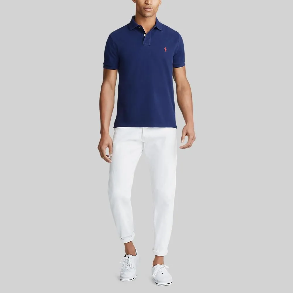 POLO RALPH LAUREN POLO-Custom Slim Fit Mesh Polo Shirt MNPOKNI1N820345 400 BLUE