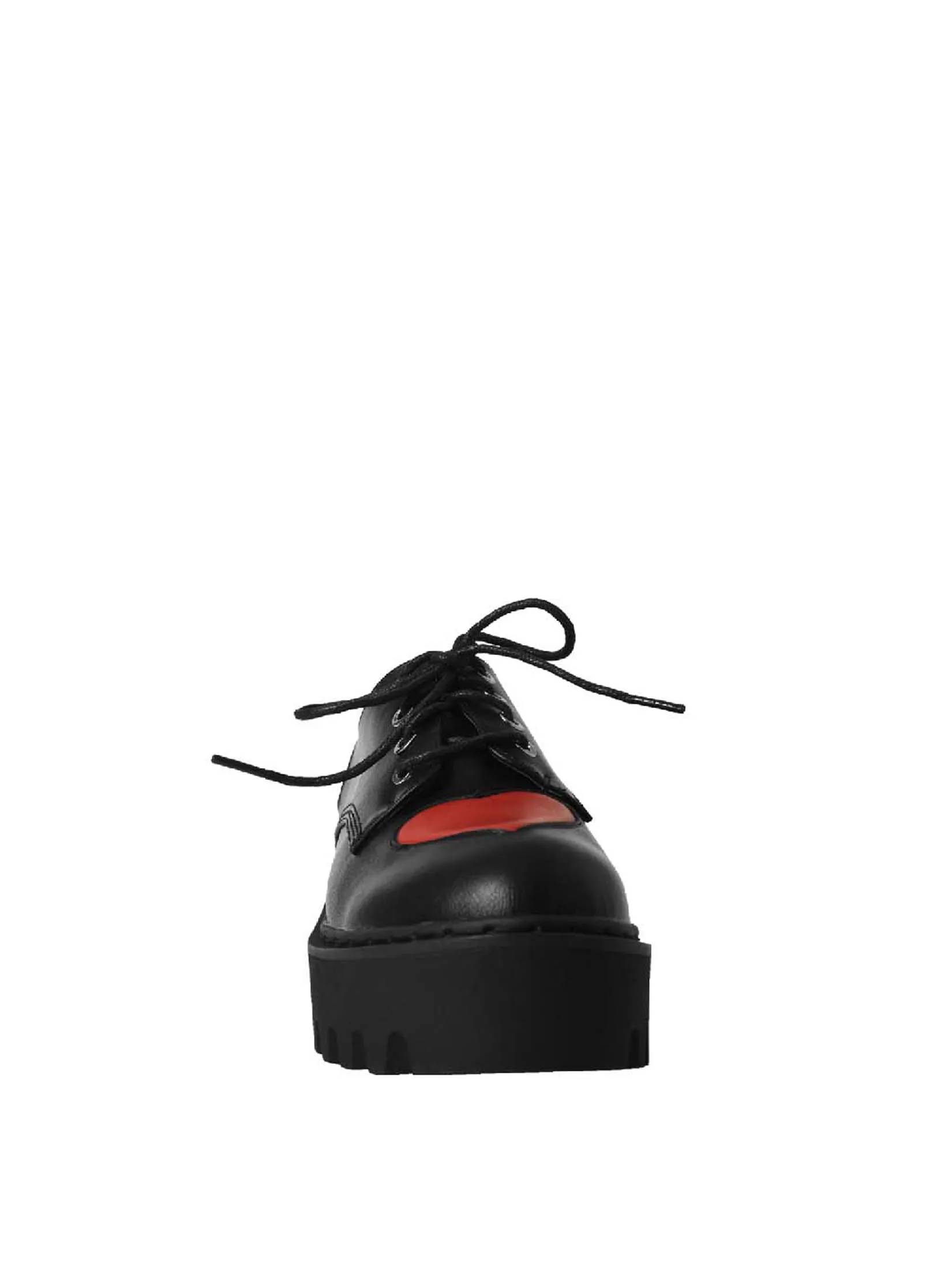 VILLAINS SF YEEKAI Women s Platform Oxford Boots BLACK RED