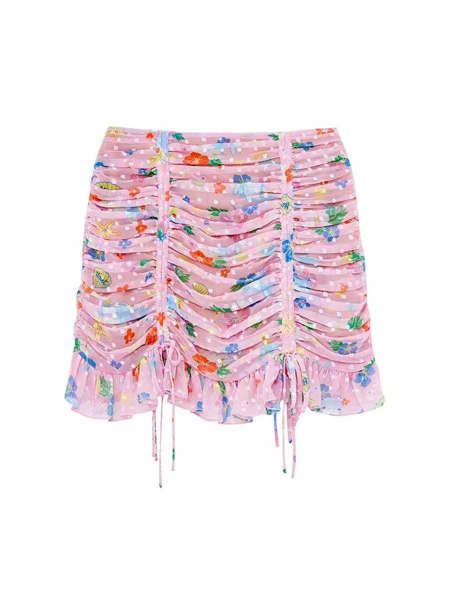 KLOSET (SSD23)Under the sea Ruched skirt Pink