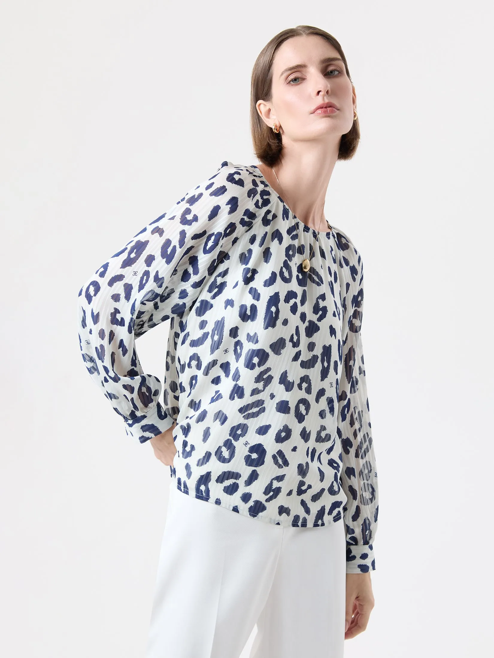 ESPADA Long Sleeve Blouse Woman Ivory