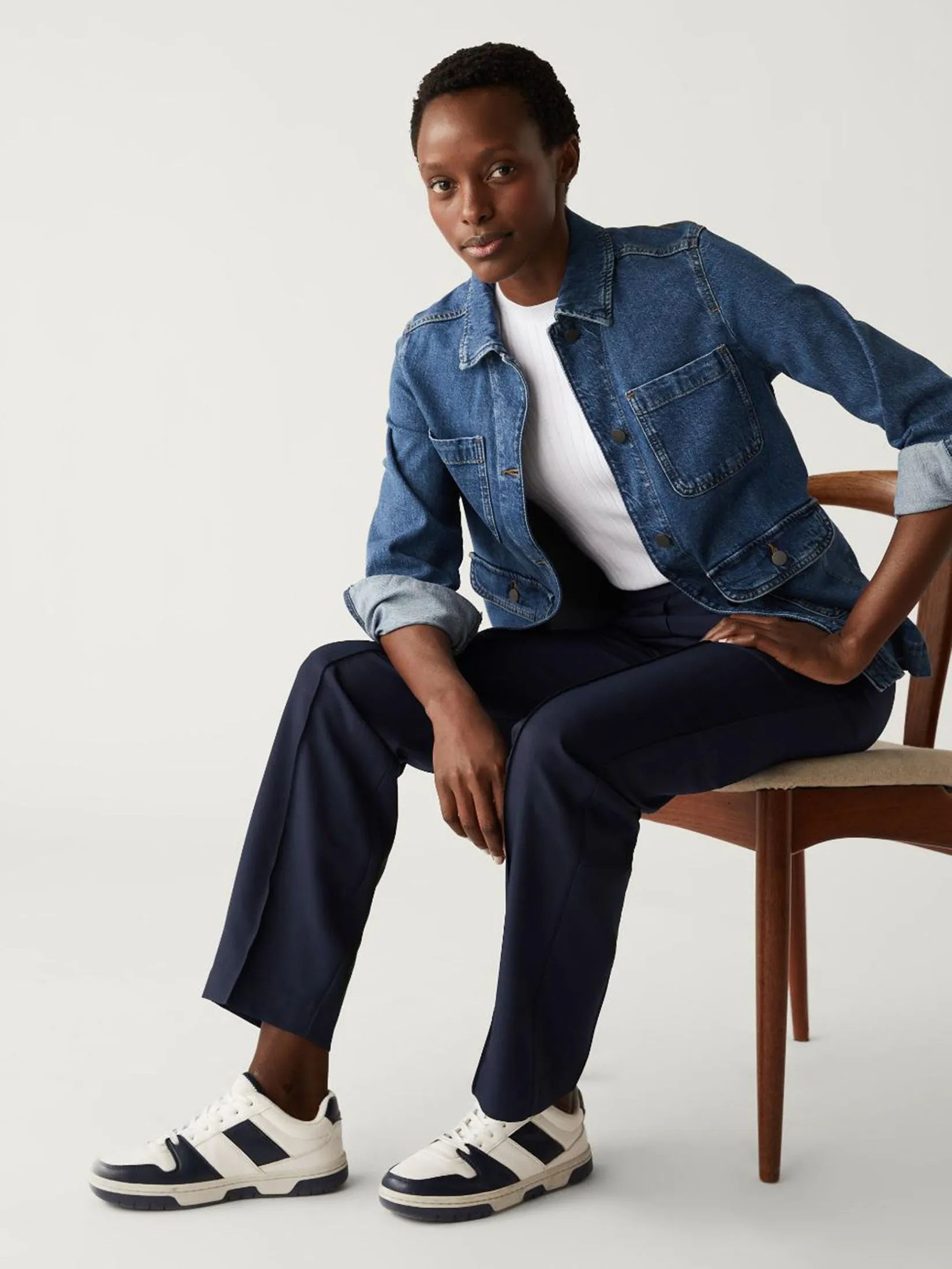 MARKS & SPENCER Women Straight Leg Trousers Marl