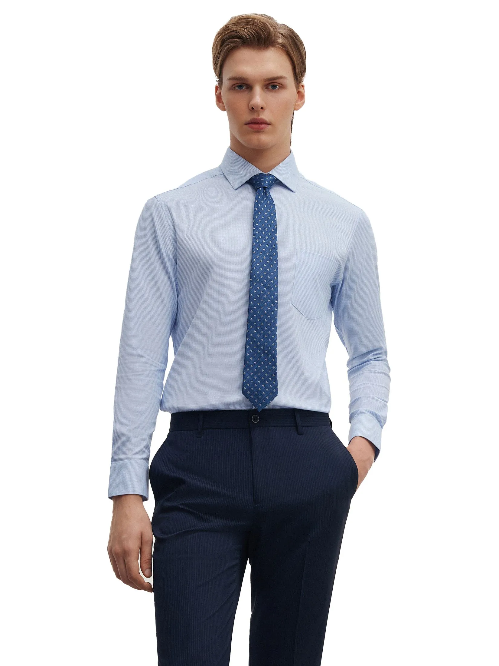 G2000 Men Clothing Non -Iron 2-Tone Shirt  Smart Fit - Blue