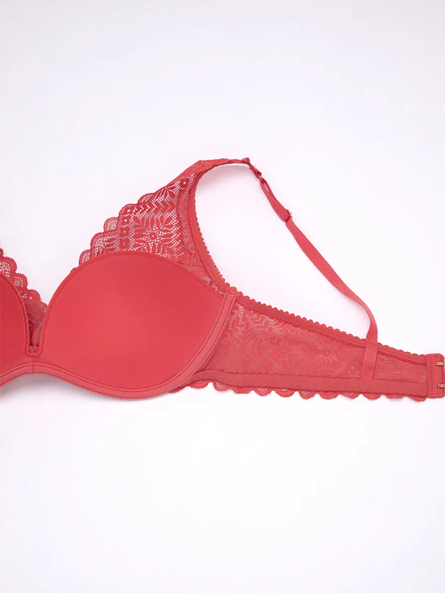 SABINA Mad Moiselle Basic Lace Winter 23 Wired Bra - Coral Red