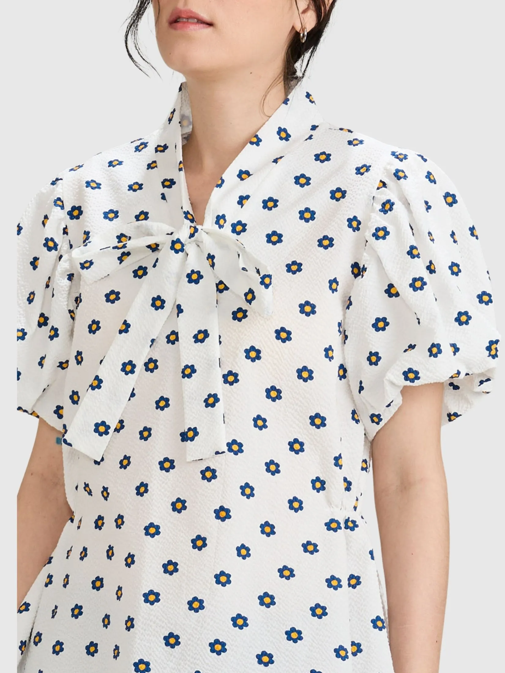 AMILA Women Blouse Short Sleeves Jugari Off White