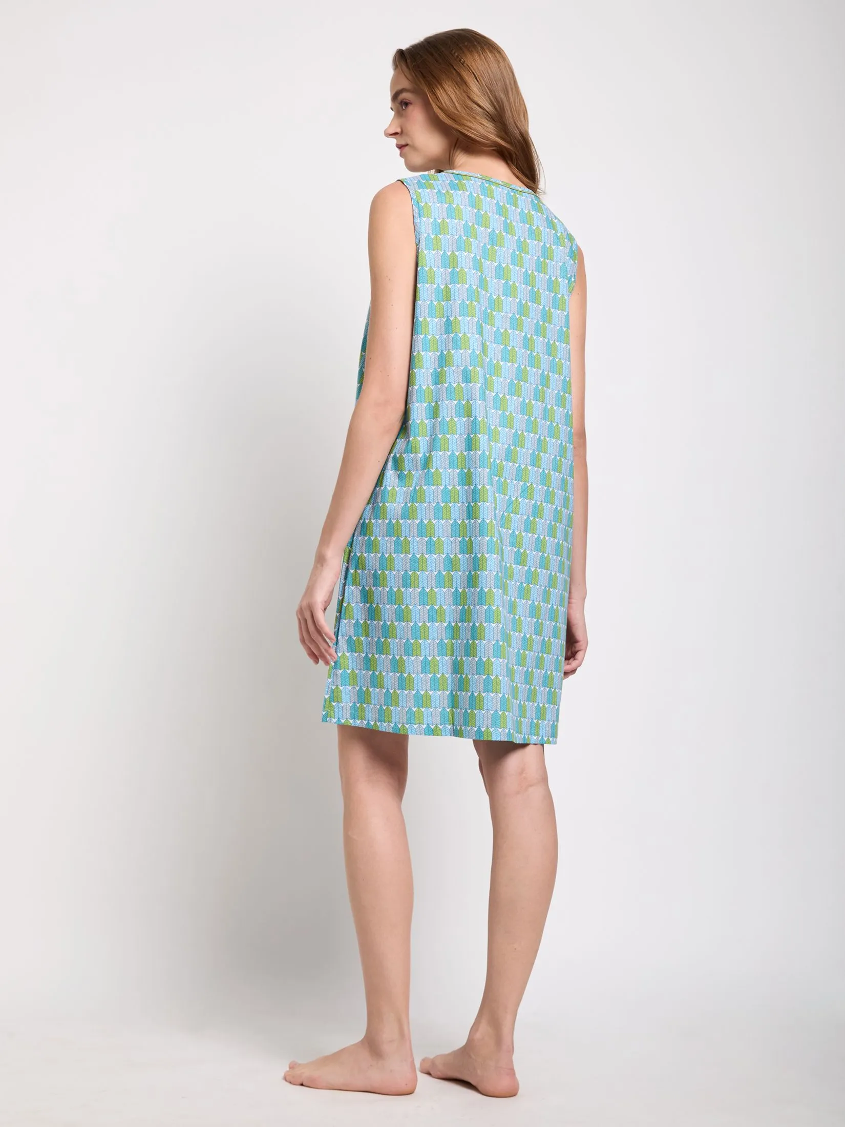 CLAUDIA'S ROMANCE Women Night Dress Sleeveless Light Blue