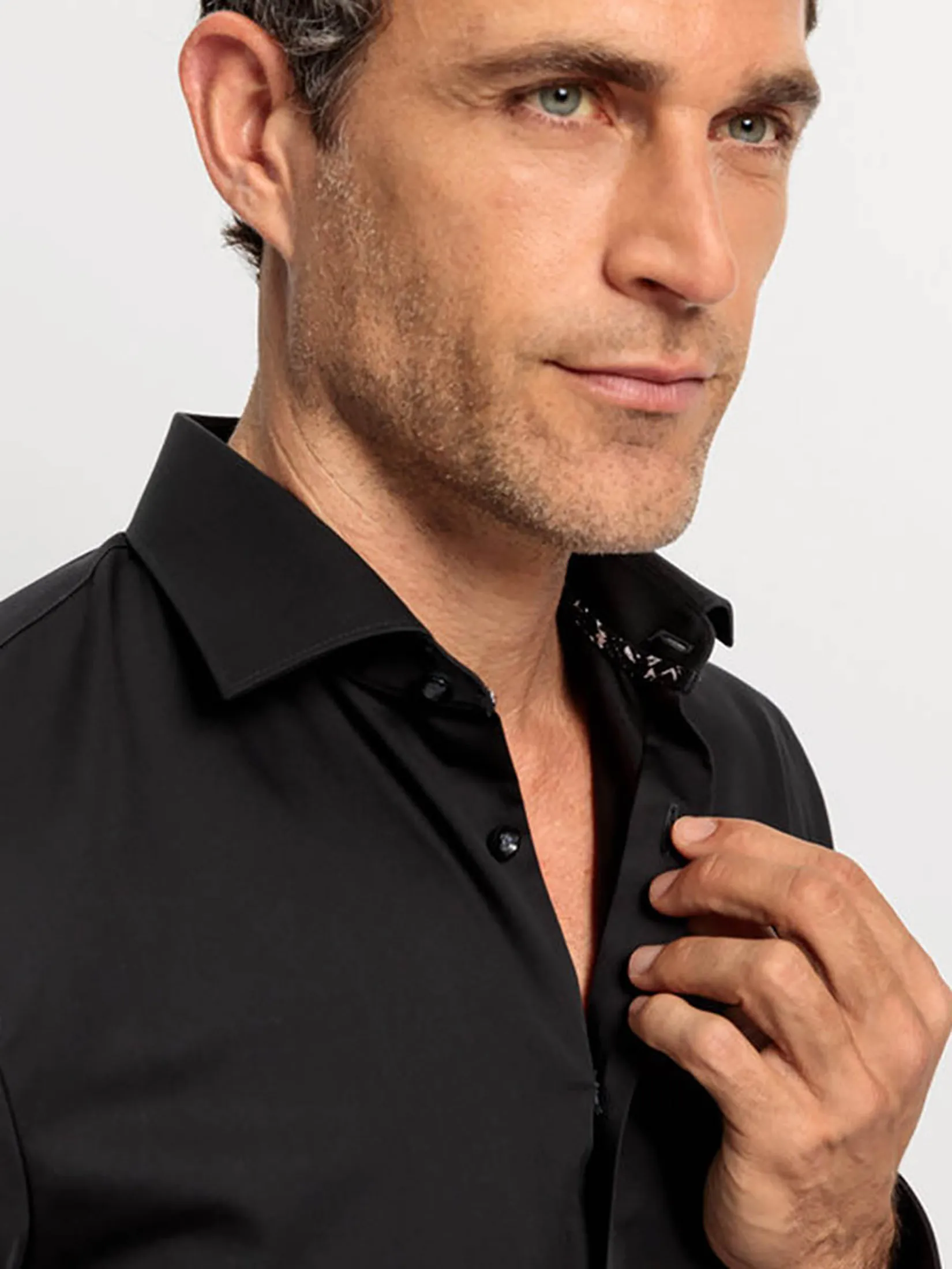 OLYMP MEN SHIRT LONG SLEEVES BUSINESS SHIRT SUPER SLIM FIT BLACK