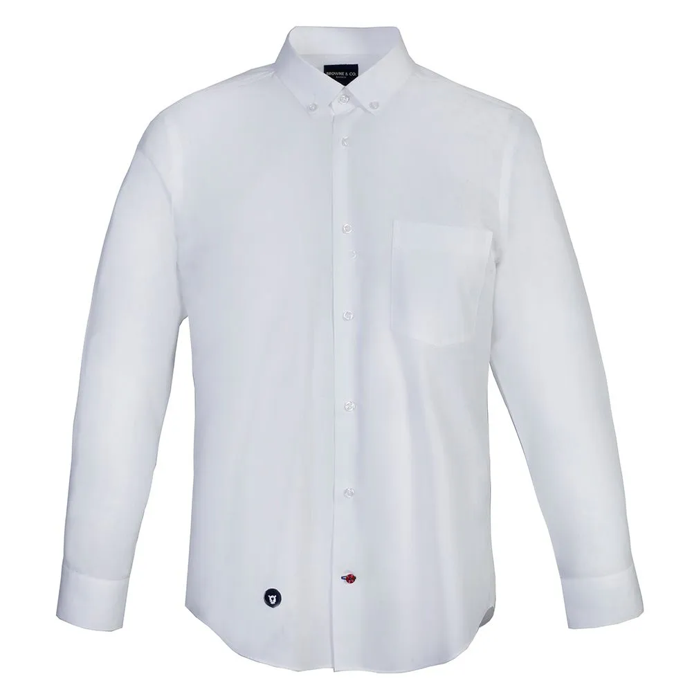 BROWNE & CO. White Button Down Long Sleeves Shirt with Pocket