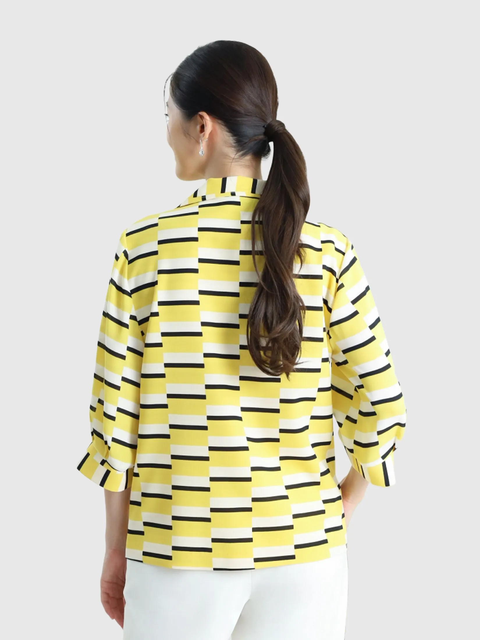 MIKIKO Women Shirt Chiffon Print Yellow