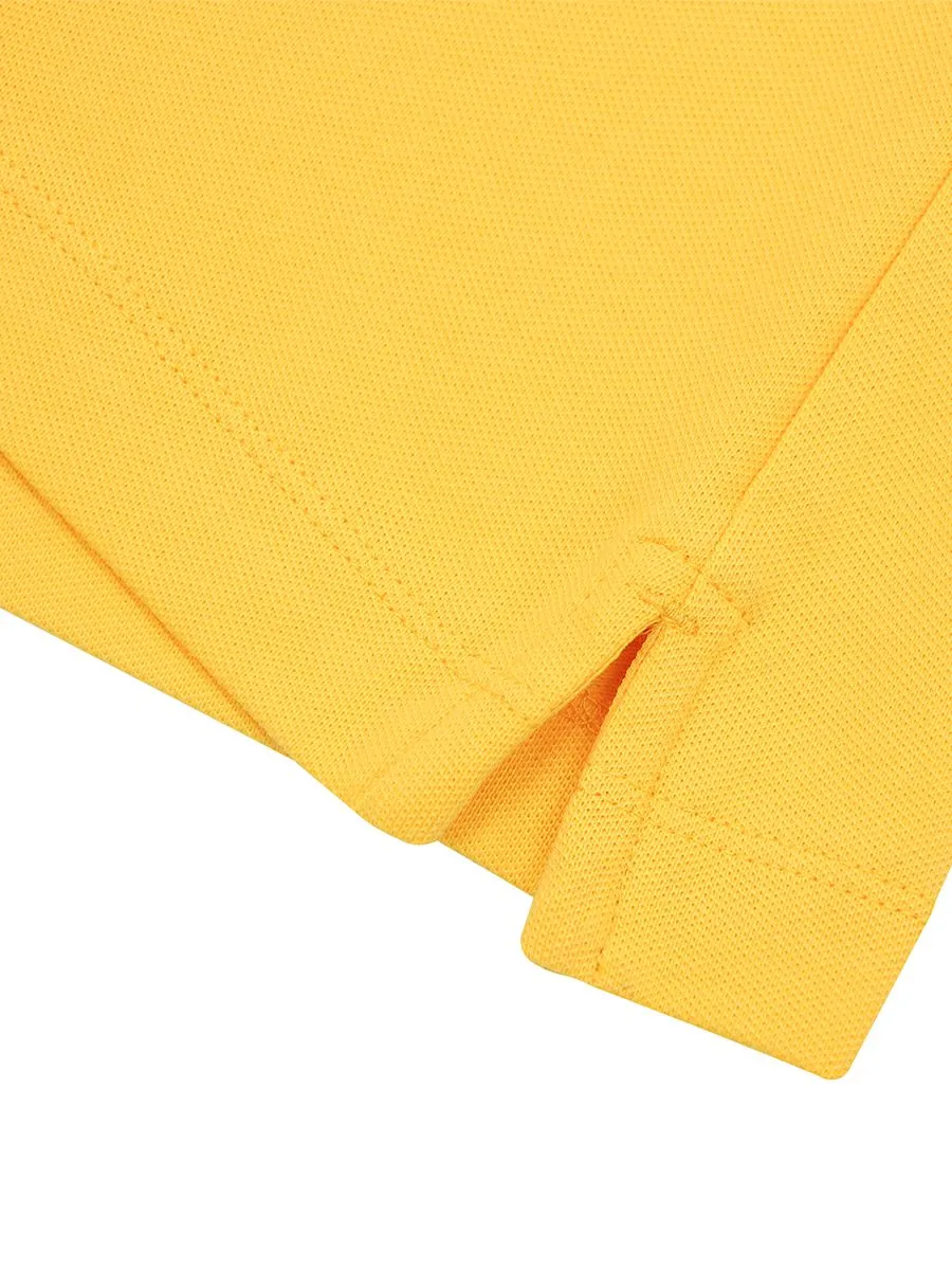 GIORDANO Women's Slim Pique Embroidery Bold Polo (3D Lion) Dafffodil yellow