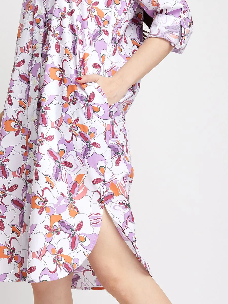 ALUMNUS Women Dress Long Sleeves Floral Printed Light Pink