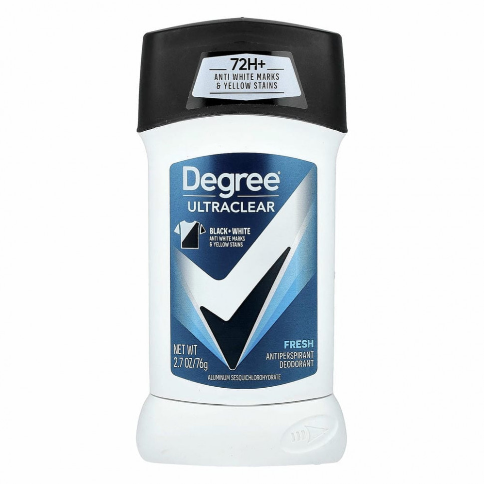 Degree, UltraClear, Black & White, дезодорант-антиперспирант, свежий, 76 г (2,7 унции)
