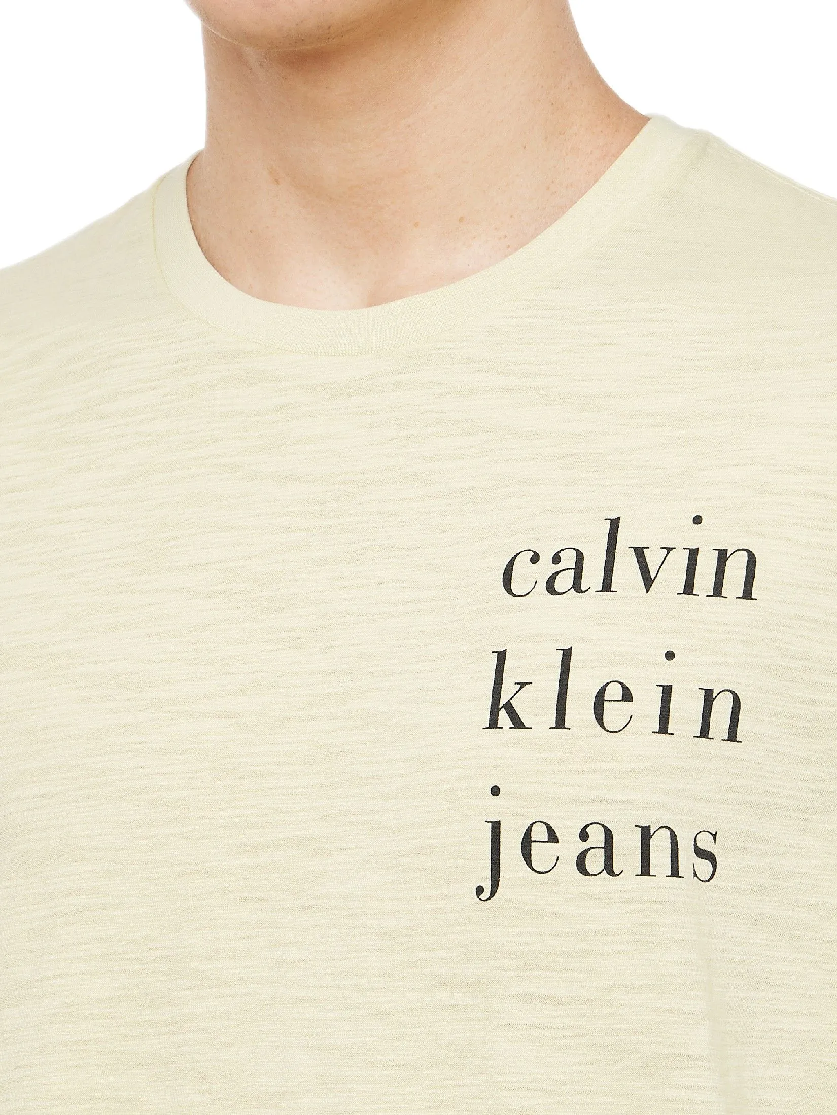 CALVIN KLEIN Men's Slub CKJ Classic Short Sleeve T-Shirt Light yellow