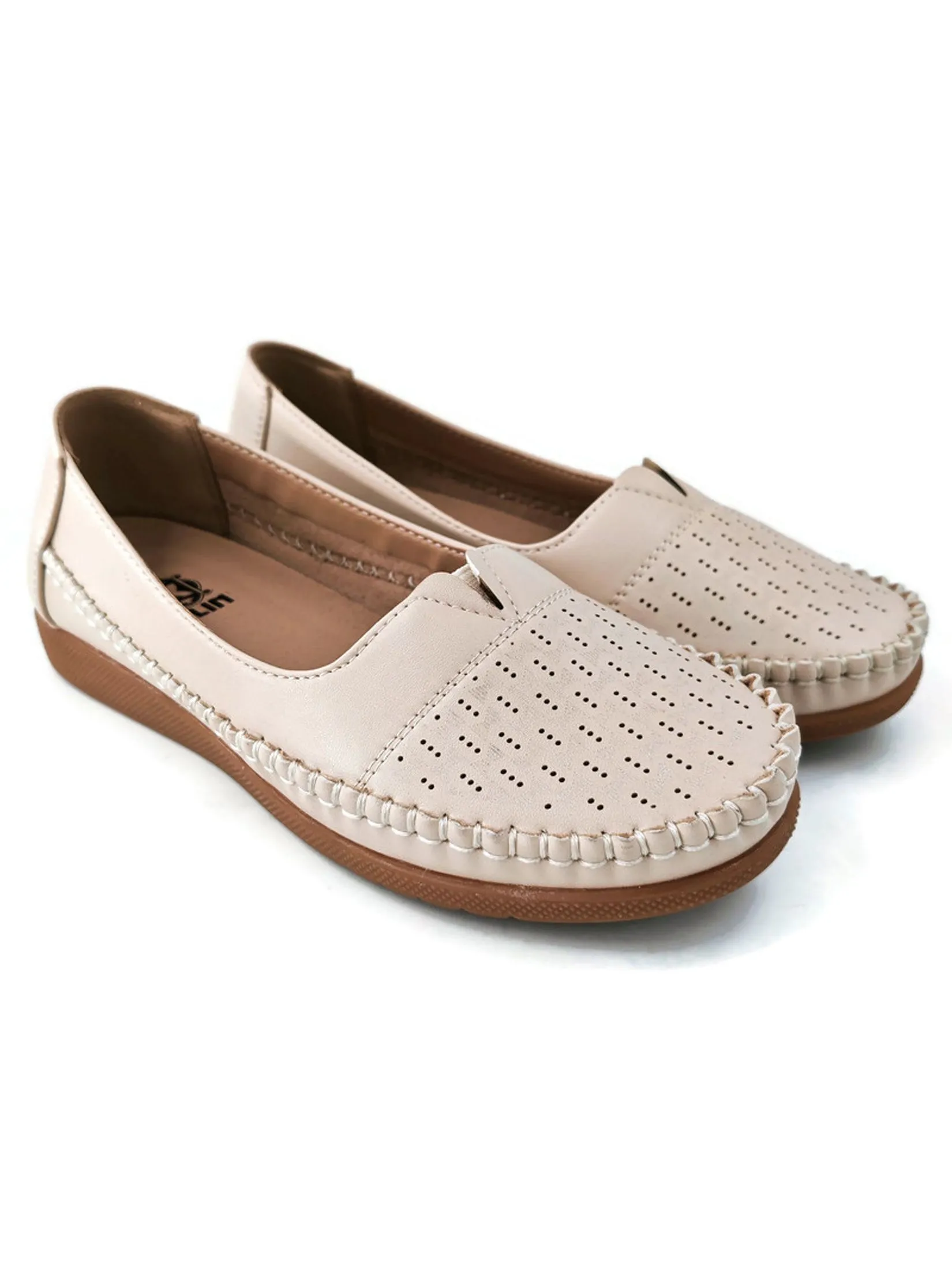 KLIN Woman Moccasin Slip-On Style Cream