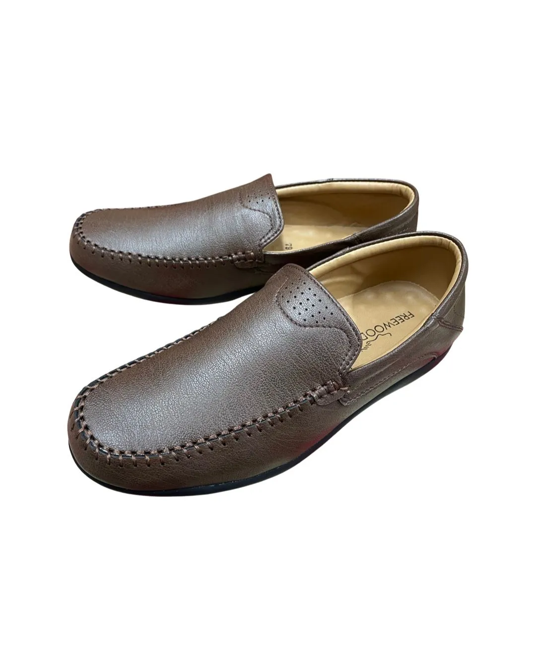 FREEWOOD SHOES Men Leather Loafer-Brown