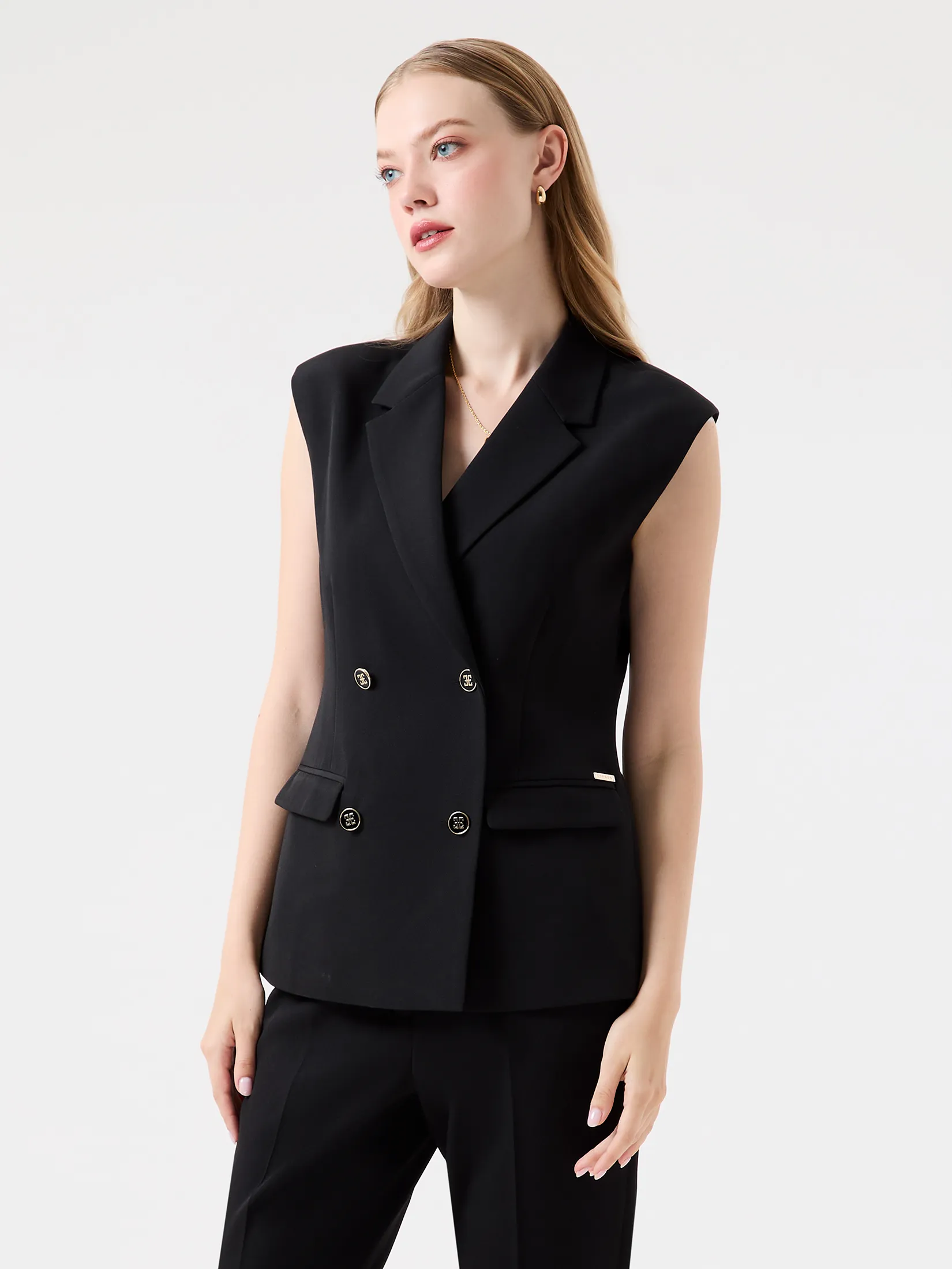 ESPADA Sleeveless Double-Breasted Blazer Woman Black