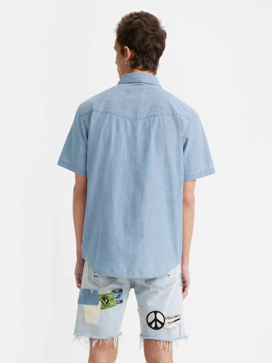 LEVI'S Men's Short Sleeves Relaxed Fit Western Shirt New Hyde Chambray