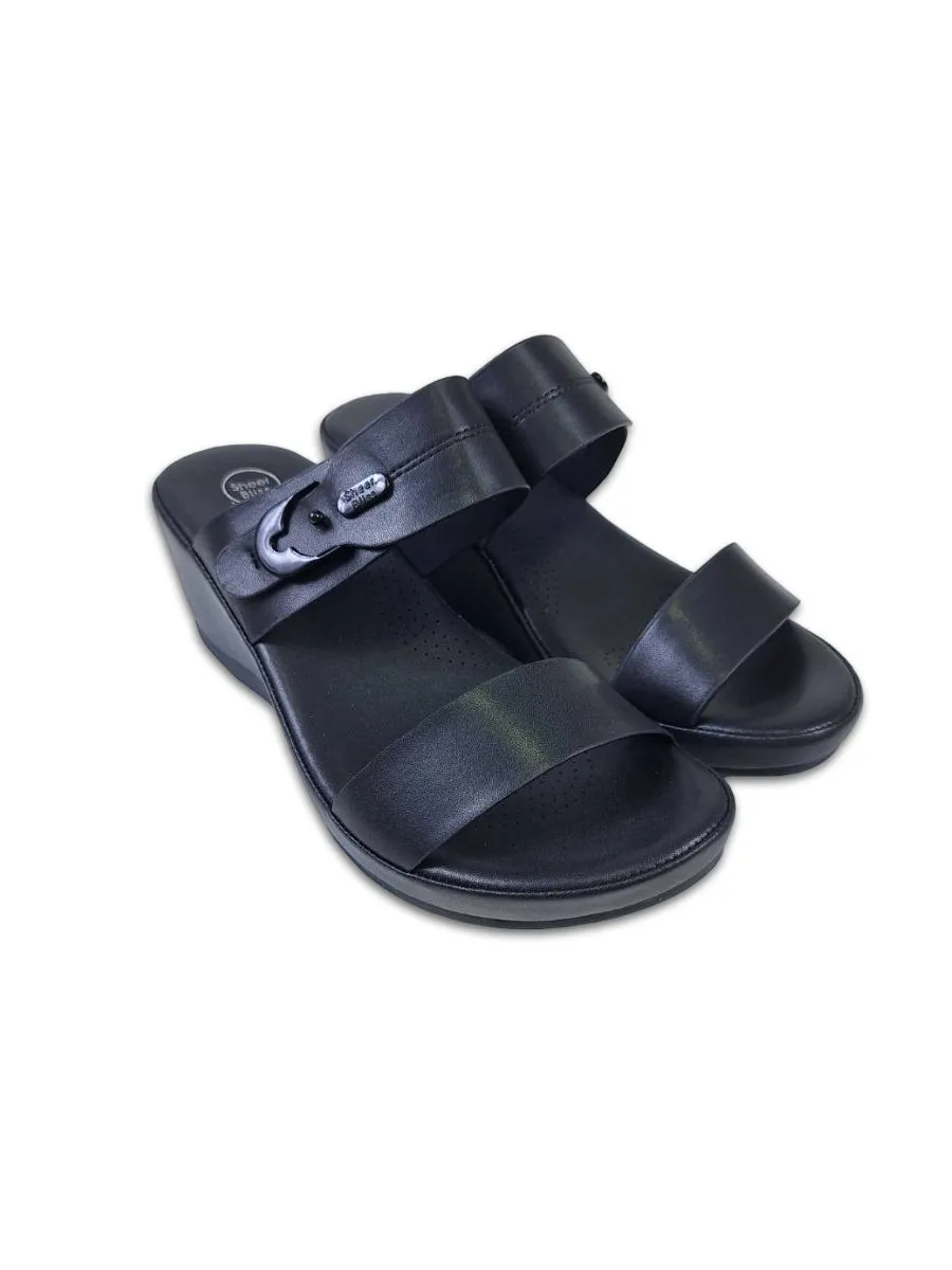 THAMES Women Heel Slippers Black