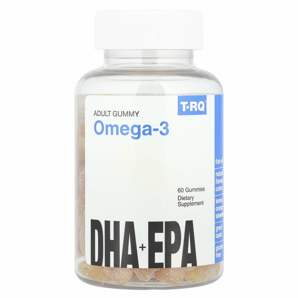 T-RQ, Omega-3, DHA + EPA, Lemon, Orange, Strawberry, 60 Gummies