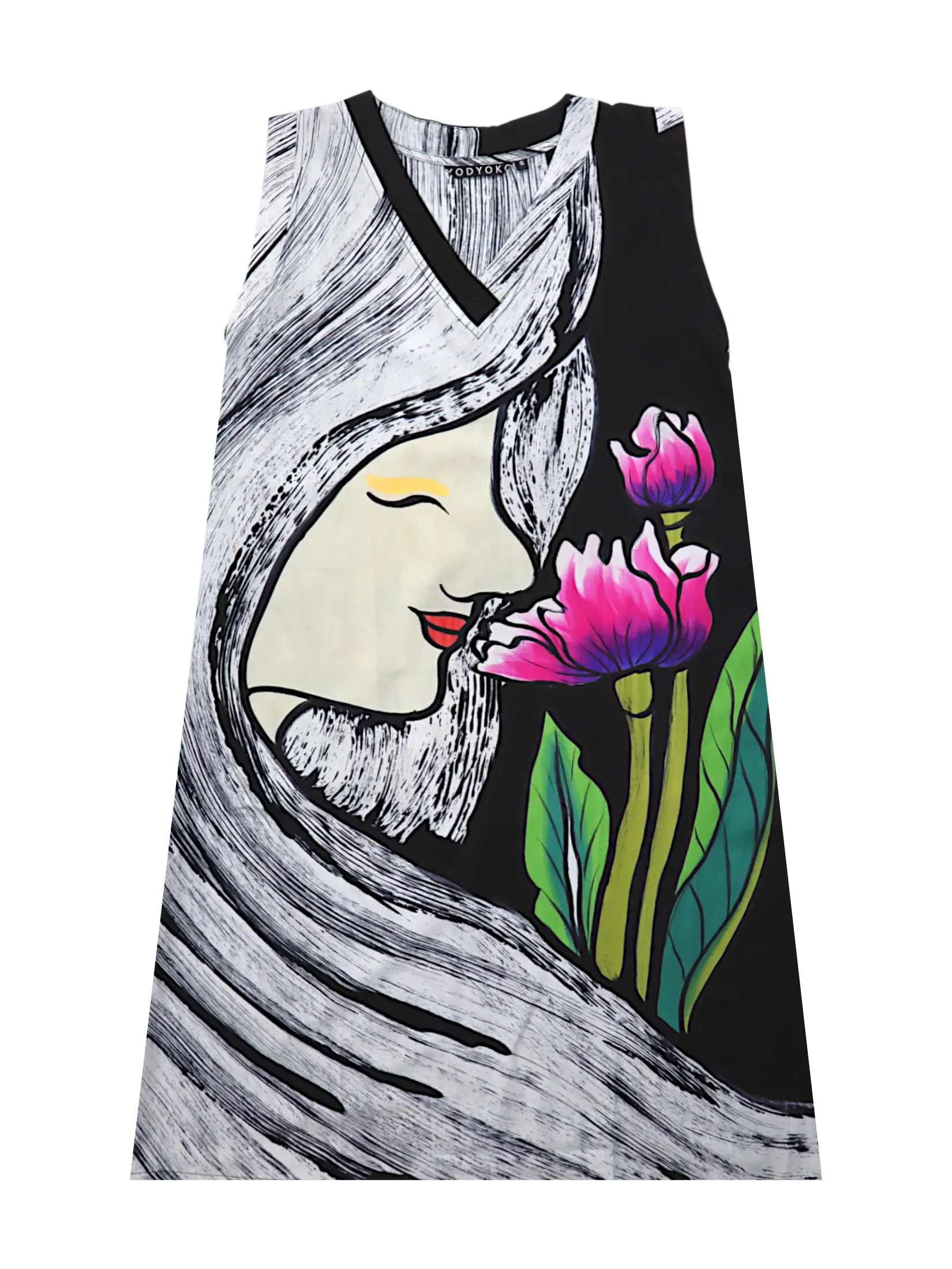 YODYOKO Woman Sleeveless Dress - Black : Tulip in Her Shadow Size - L