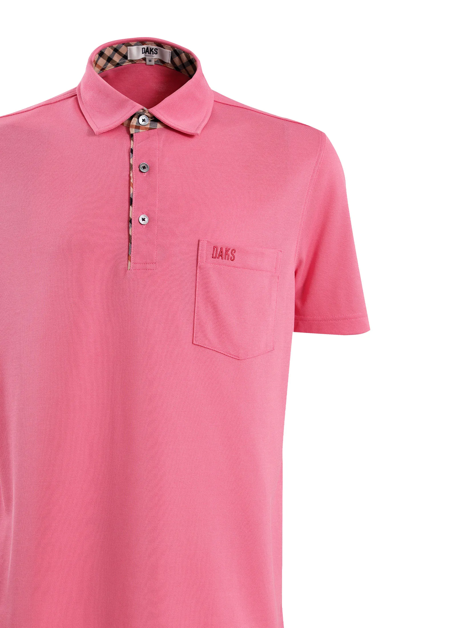 DAKS Men  Short Sleeve Polo Regular Fit Pink