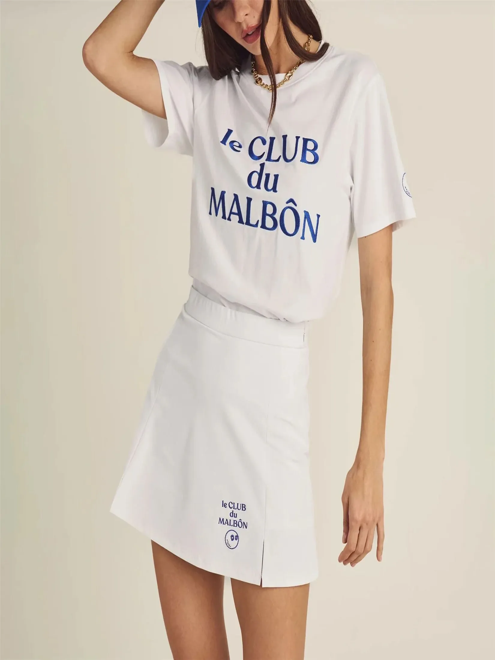 MALBON GOLF ELLA HIGH WAISTED SKIRT IN WHITE