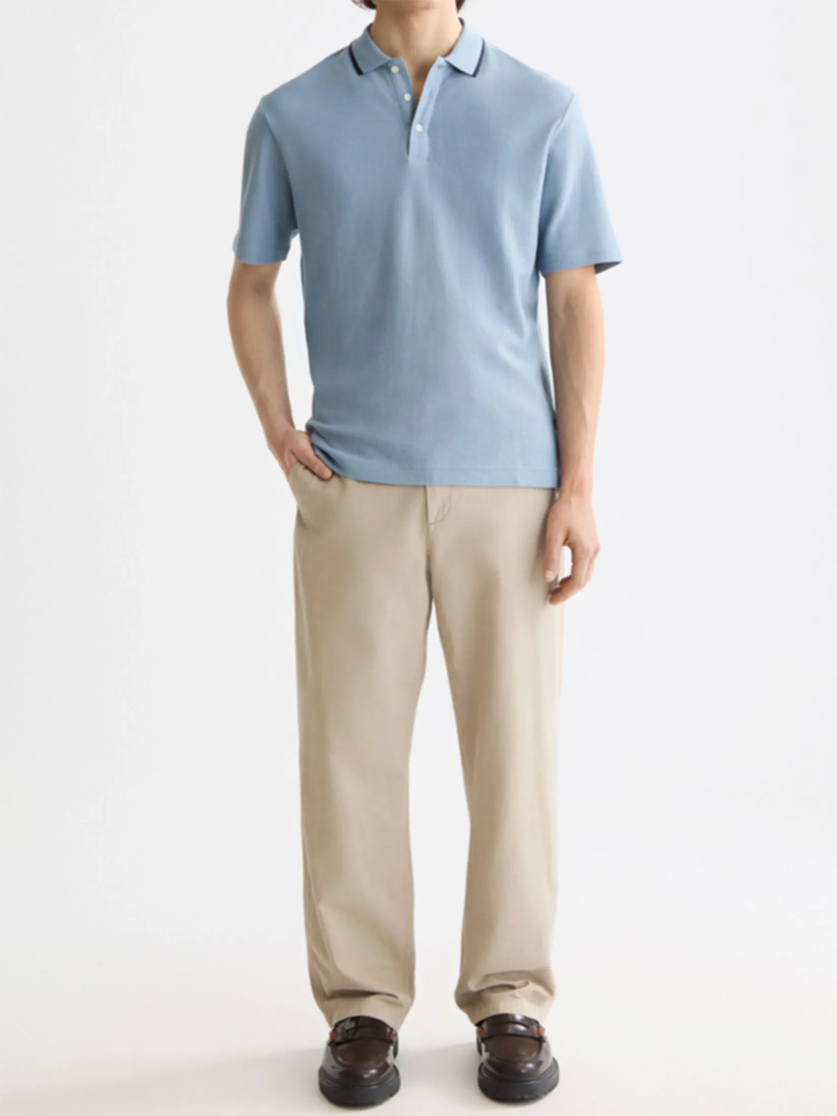 SCOTCH&SODA Men Polo Relaxed-Fit Structured Navy