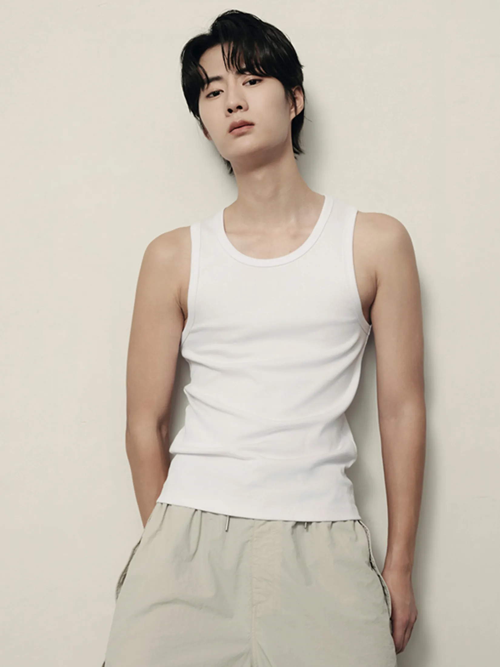 GIORDANO Men's Online Exclusive Slim Rib Tank Top (Korea) White