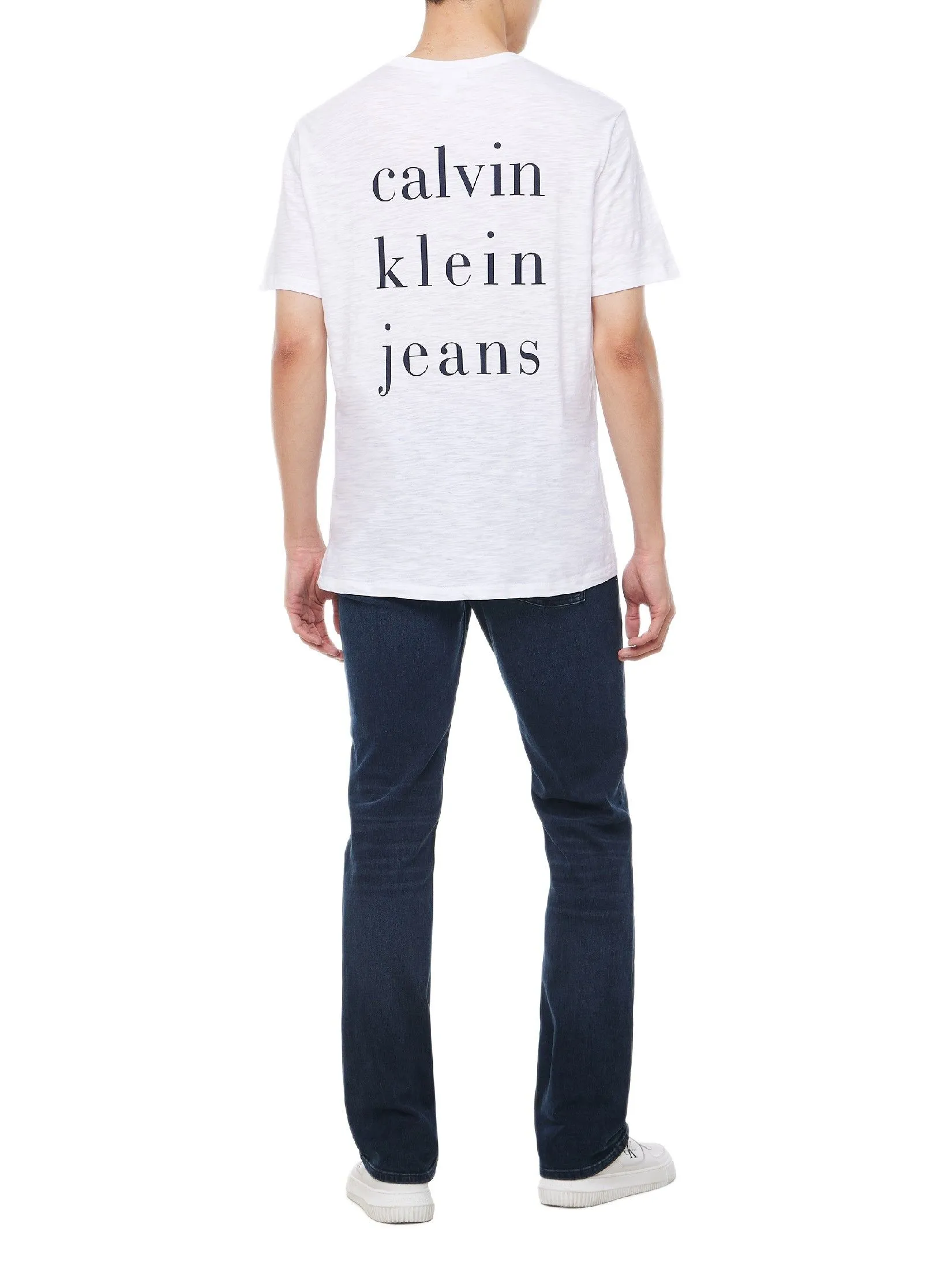 CALVIN KLEIN Men's Slub CKJ Classic Short Sleeve T-Shirt White