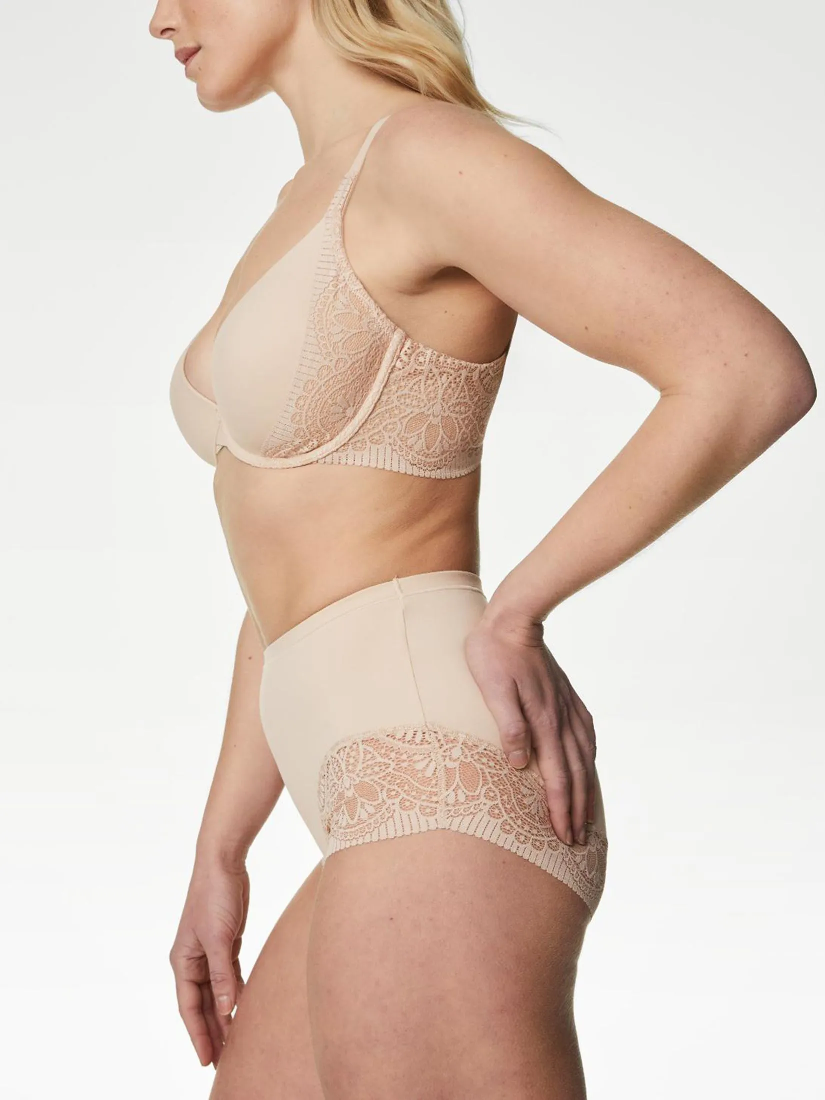 MARKS & SPENCER Women T-Shirt Bra Body Soft Wired Plunge Opaline